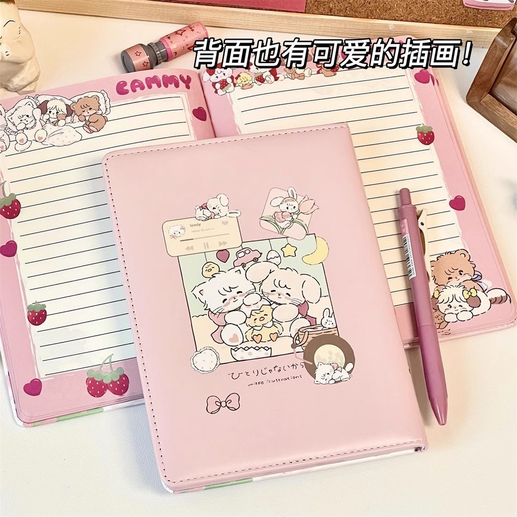 

A5 Cute Mikko Pu Leather Front Cover Notebook Animation Full-Color Inner Page Diary Notepad