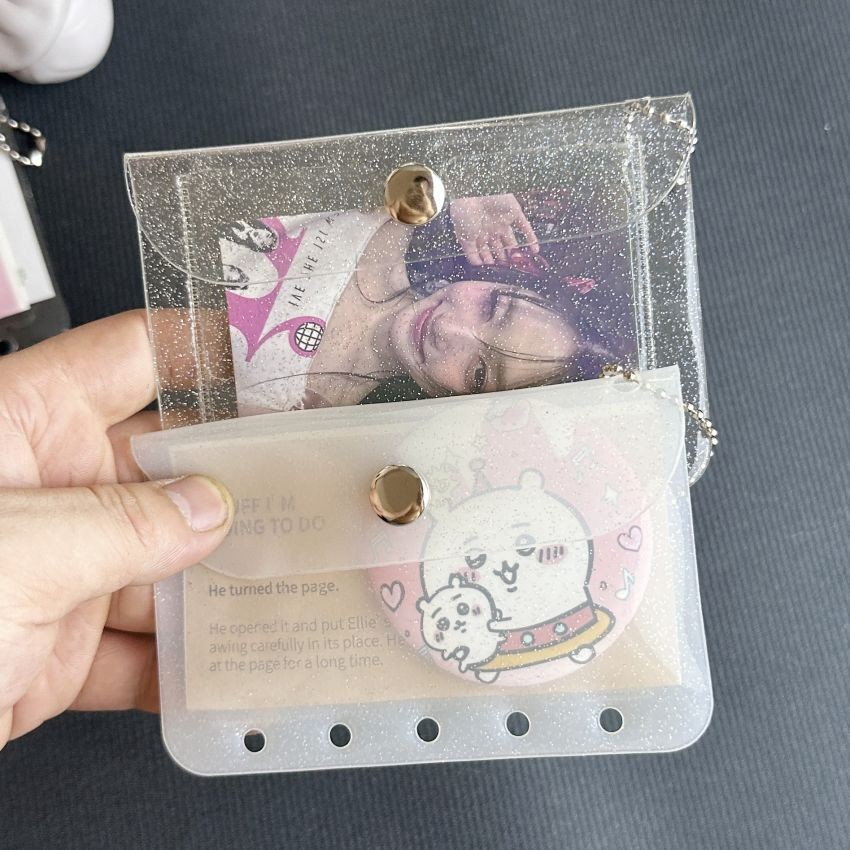 

M5 Five Holes Loose Leaf Card Holder Case Pvc Transparent Glitter Storage Bag Note Book Inner Bag