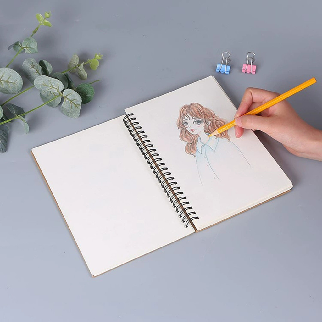 

1 Book 50 Sheets Retro Spiral Coil Kraft Paper Notebook Sketchbook Painting Painting Graffiti Office