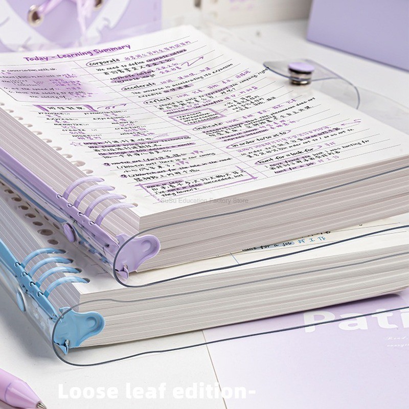 

A5 Transparent Soft Cover 120 Pages Diary Loose Leaf Checkered Book School Notebooks Notebook