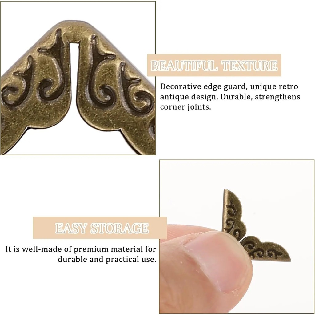 

20Pcs Book Corner Protector Metal Corner Cover Vintage Edge Cover Guard File Folder Corner