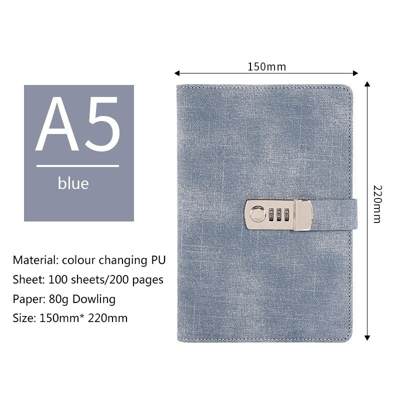 

Password Book Female Thickened Notepad Retro Canvas With Lock A5 Creative Diary Stationery Handbook