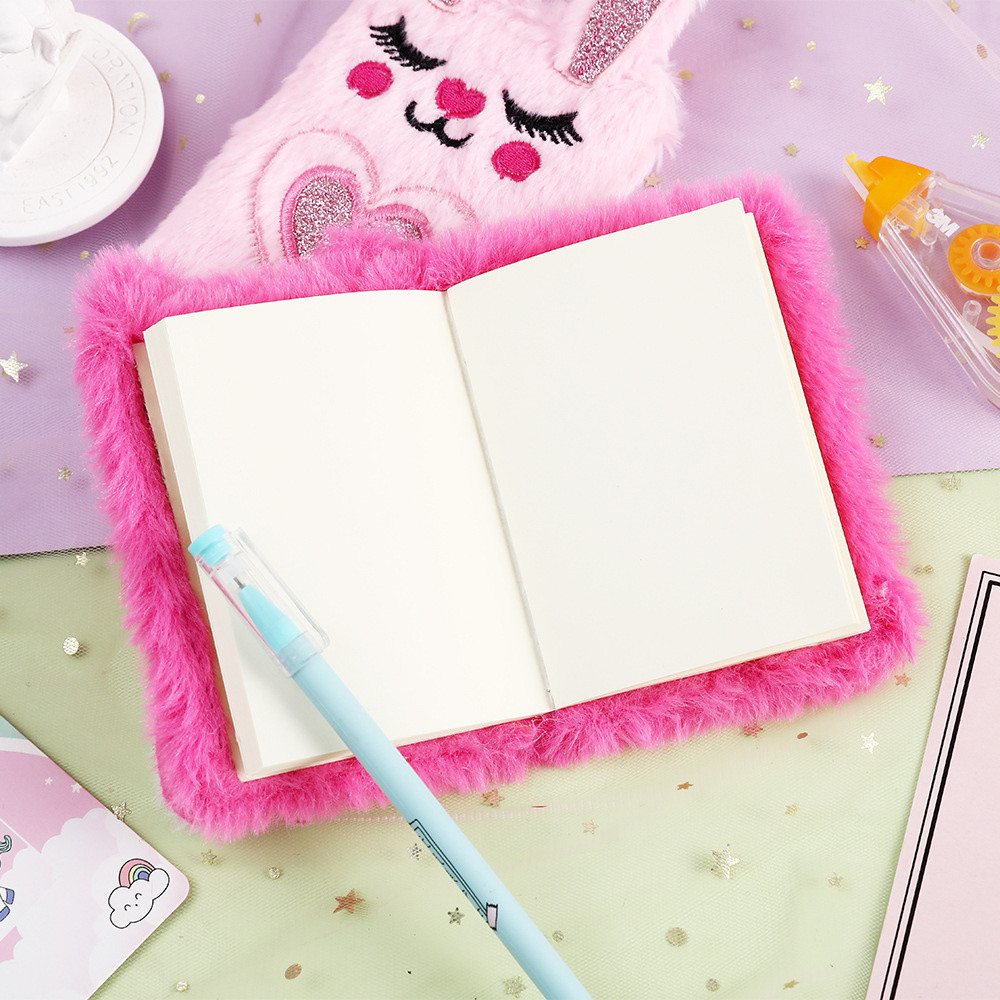 

Children'S New Cartoon Bunny Plush Notebook 80 Sheets Girl Portable Mini Pocket Book Student Small