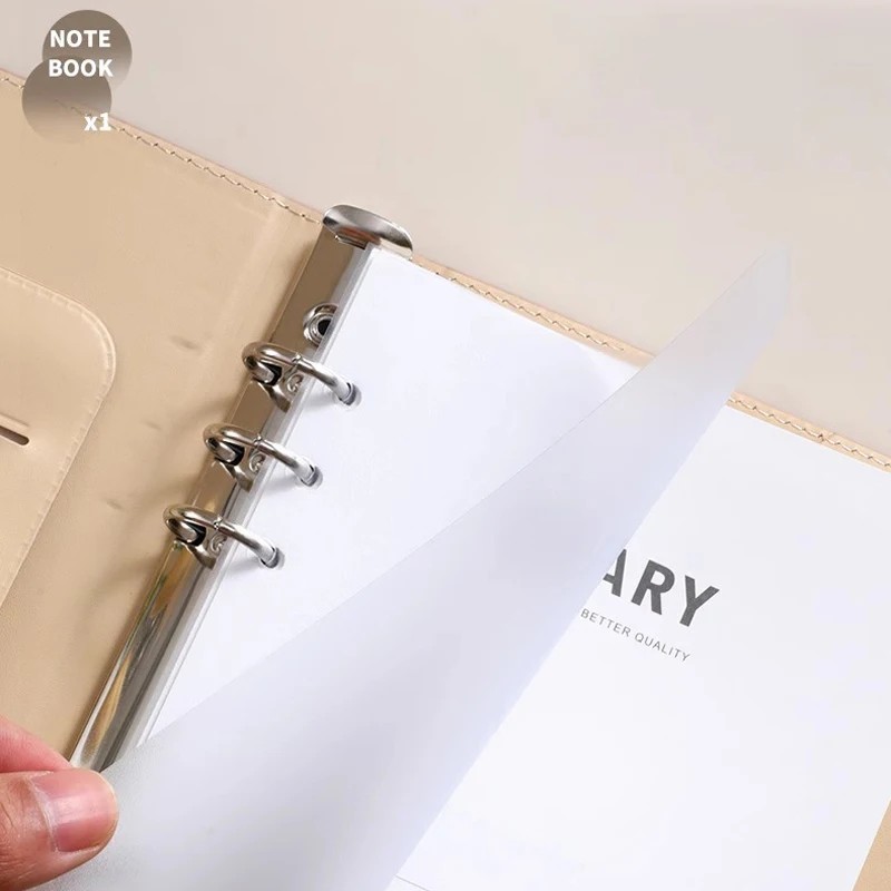 

A6 Loose-Leaf Binder Line Notebook Pu Leather Cover Budget Binder Saving Bill Organizer Accessories
