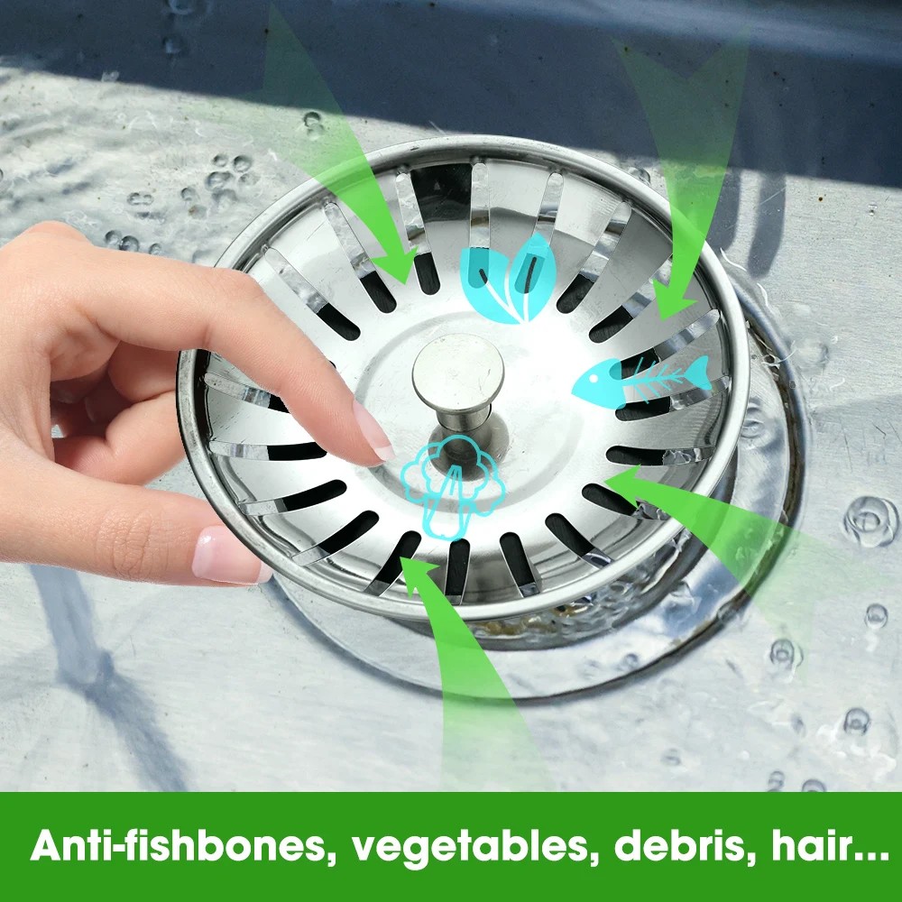 

Stainless Steel Kitchen Sink Filter Hole Bathtub Hair Catcher Stopper Bathroom Sewer Drain Strainer