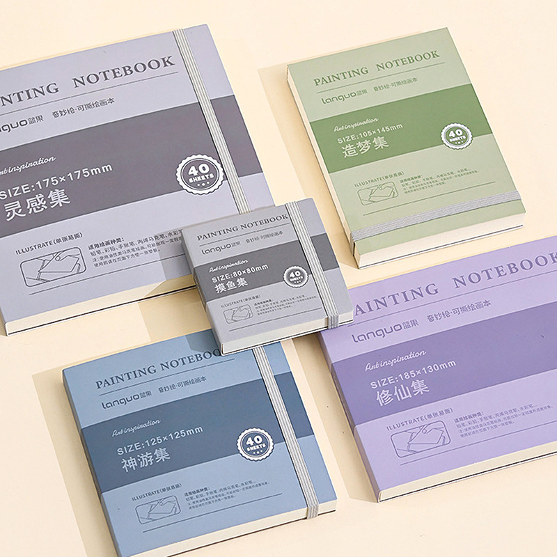 

40 Sheets Handheld Drawing Notebook Tearable 250Gsm Thick White Cardboard Mini Graffiti Book Art
