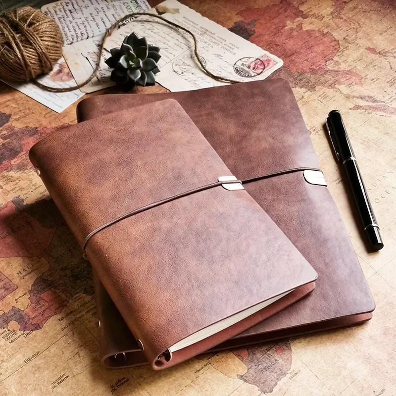 

Vintage Hardcover Notebook Spiral Faux Leather Dairy Note Book School Office Supply For Students