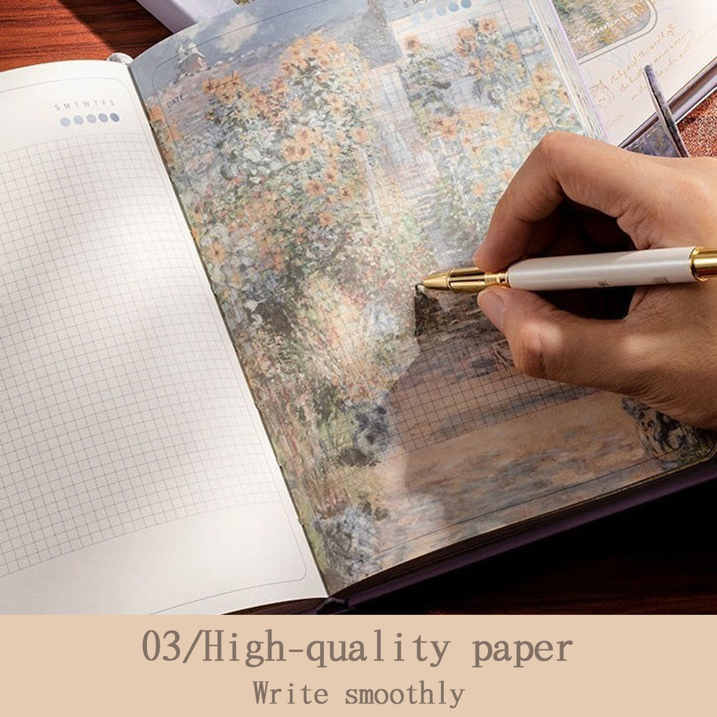 

Don Ding Kawaii Retro Monet Oil Painting Notebook Colorful Illustration Inner Page Student