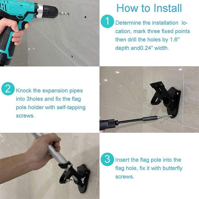 

Flagers - Dual-Use Braket Wall Bracket Dudukan Tiang Bendera Besi Di Dinding