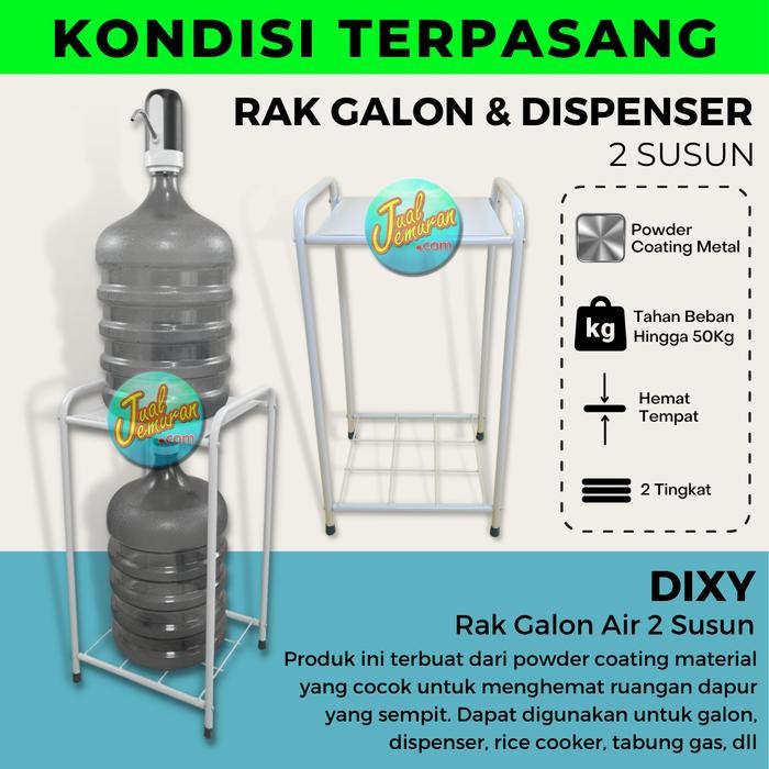 New` TERPASANG Rak Galon Air Minum Besi 2 Susun / Rak Dispenser 2 Tingkat