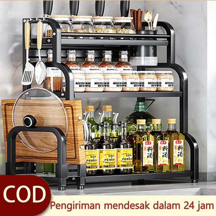 New` Rak Bumbu Dapur Rak Meja Makan Serbaguna Stainless Steel Rak Bumbu Dapur Stainless Steel Rak