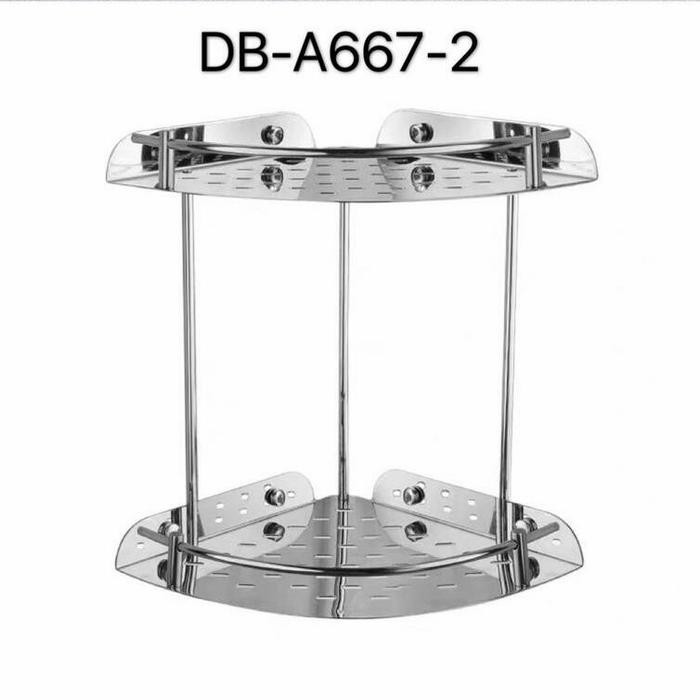 rak sabun dan sampo sudut 2susun stainles