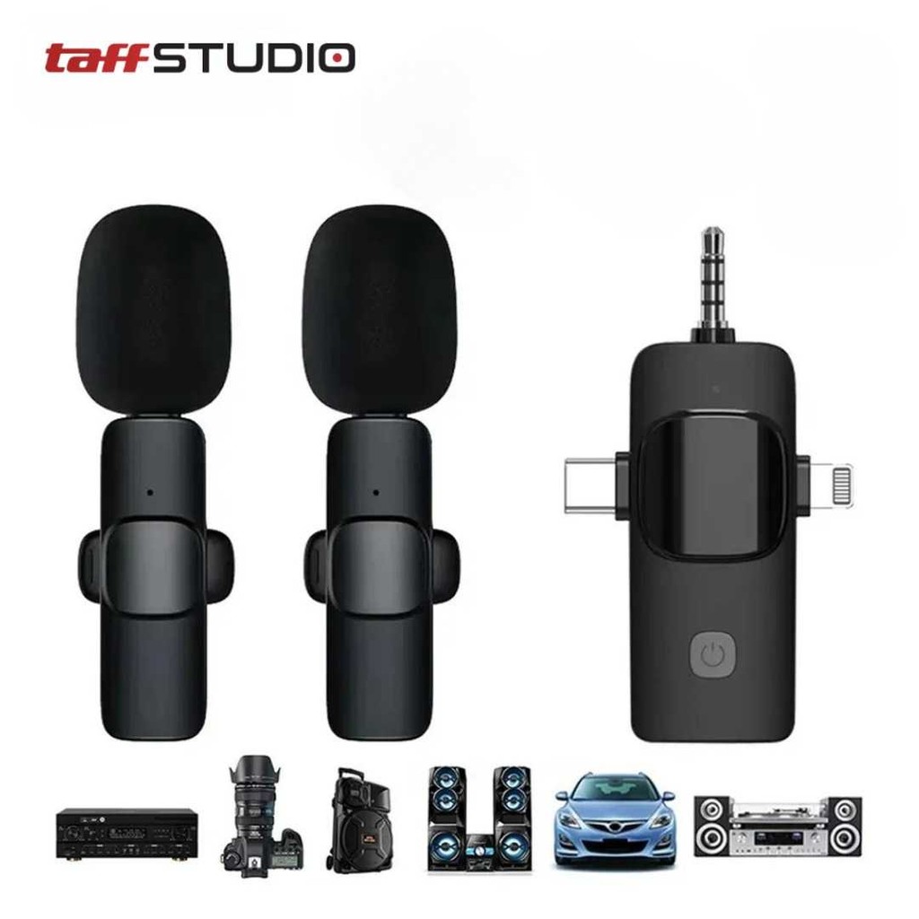 

Mikrofon Lavalier Nirkabel UHF Vlogger Live 3,5mm 3in1 UHF Wireless Lavalier Microphone Vlogger Live 3.5mm 3in1 Warna Hitam Jumlah Microphone 2 Microphone