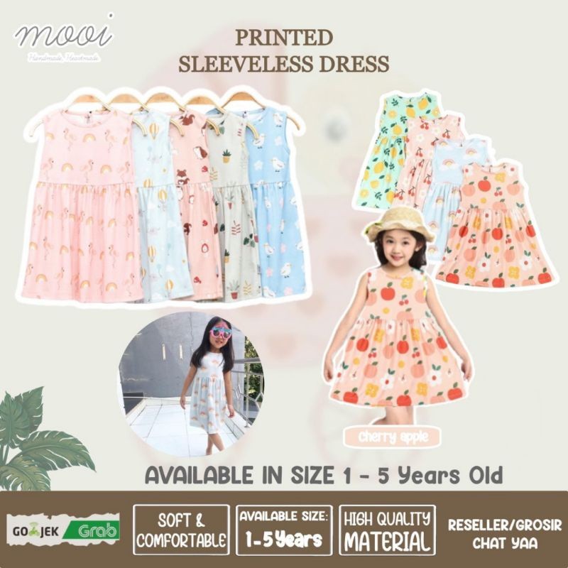Promo Mooi Printed Sleeveless Dress, Dress Anak 1-5 Tahun Mooi Terbaru Bahan Cotton ,Dress Mooi