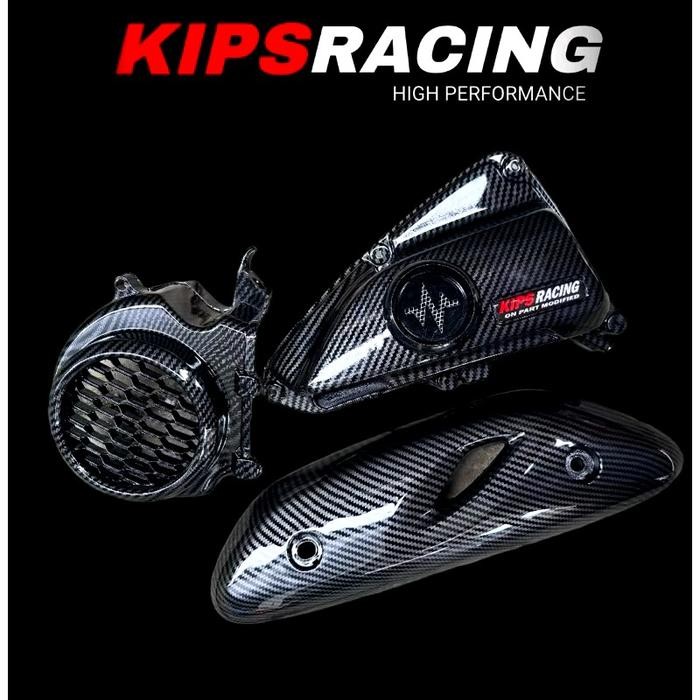 PREMIUM PAKET SCOOPY NEW CARBON CORONG DONAT 3 PCS / paket carbon Scoopy variasi Motorcycle