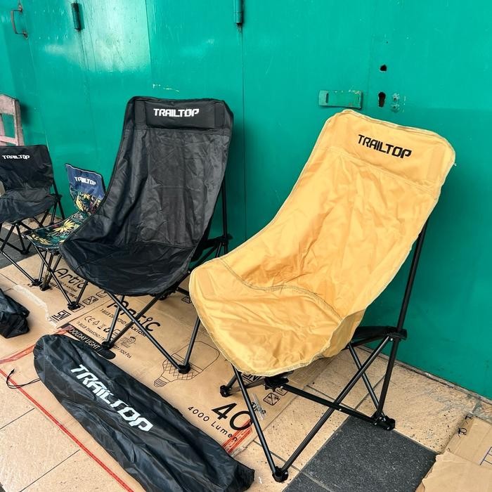 PREMIUM Kursi Lipat Sandaran Tinggi Kursi Camping Besi