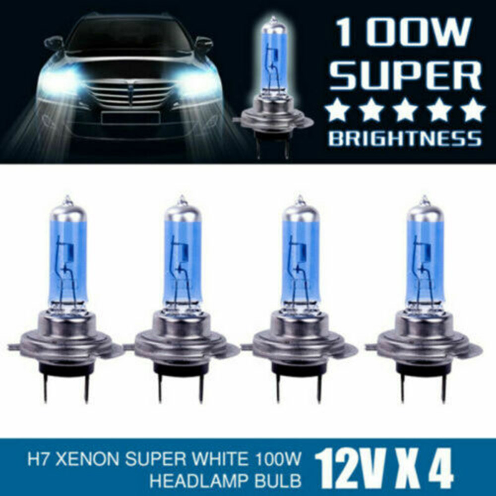 4 Buah Lampu Halogen Putih 12V H7 100W 6000K Bohlam Lampu Depan Mobil Halogen Super Terang Bohlam La