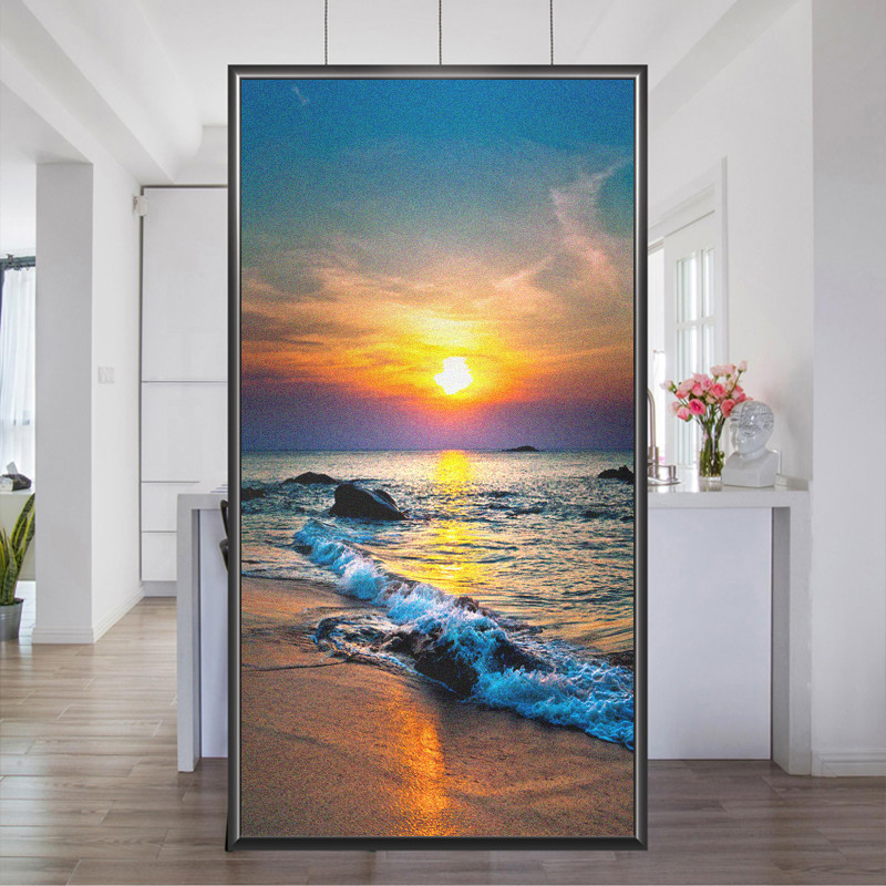 Kaca Film Privasi Stiker Kaca Pantai Perlindungan Matahari Stiker Jendela Kontrol Panas Anti Cari Fu