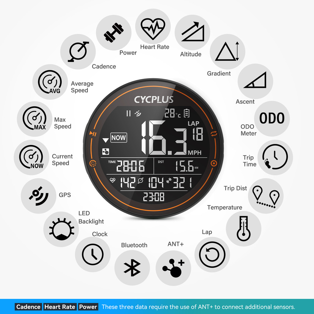 CYCPLUS M2 GPS Nirkabel Komputer Sepeda ANT + Bluetooth Bersepeda Sepeda Jalan MTB Meteran Kecepatan