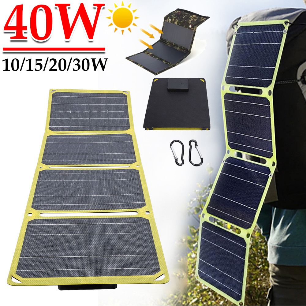 ​30W/40W 5V Portable Solar Panel Foldable Solar Power Bank Battery Phone Charger PD 20W QC 3.0 5V 9V