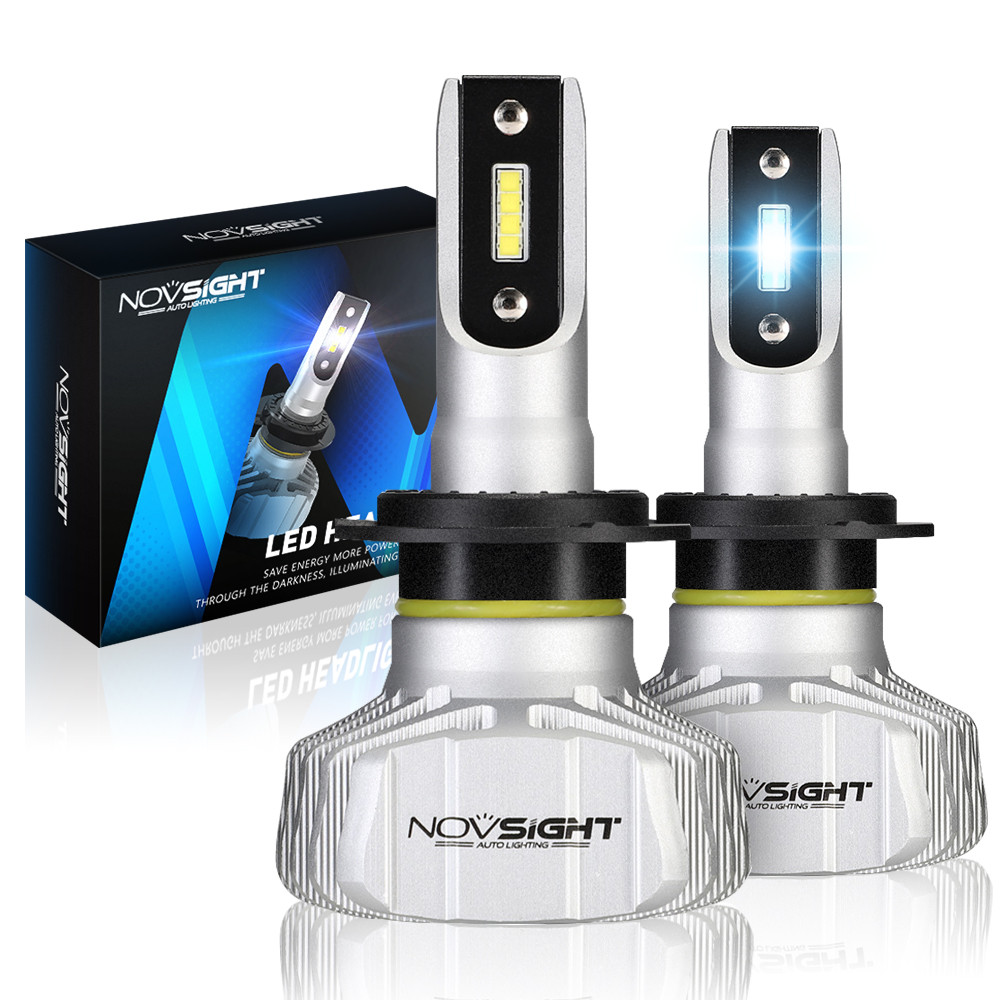 NOVSIGHT Lampu Depan Mobil H4 Hi/Lo Beam LED H7 H1 H3 H8 H9 H11 H13 9005 9006 9007 50W 10000lm 6500K