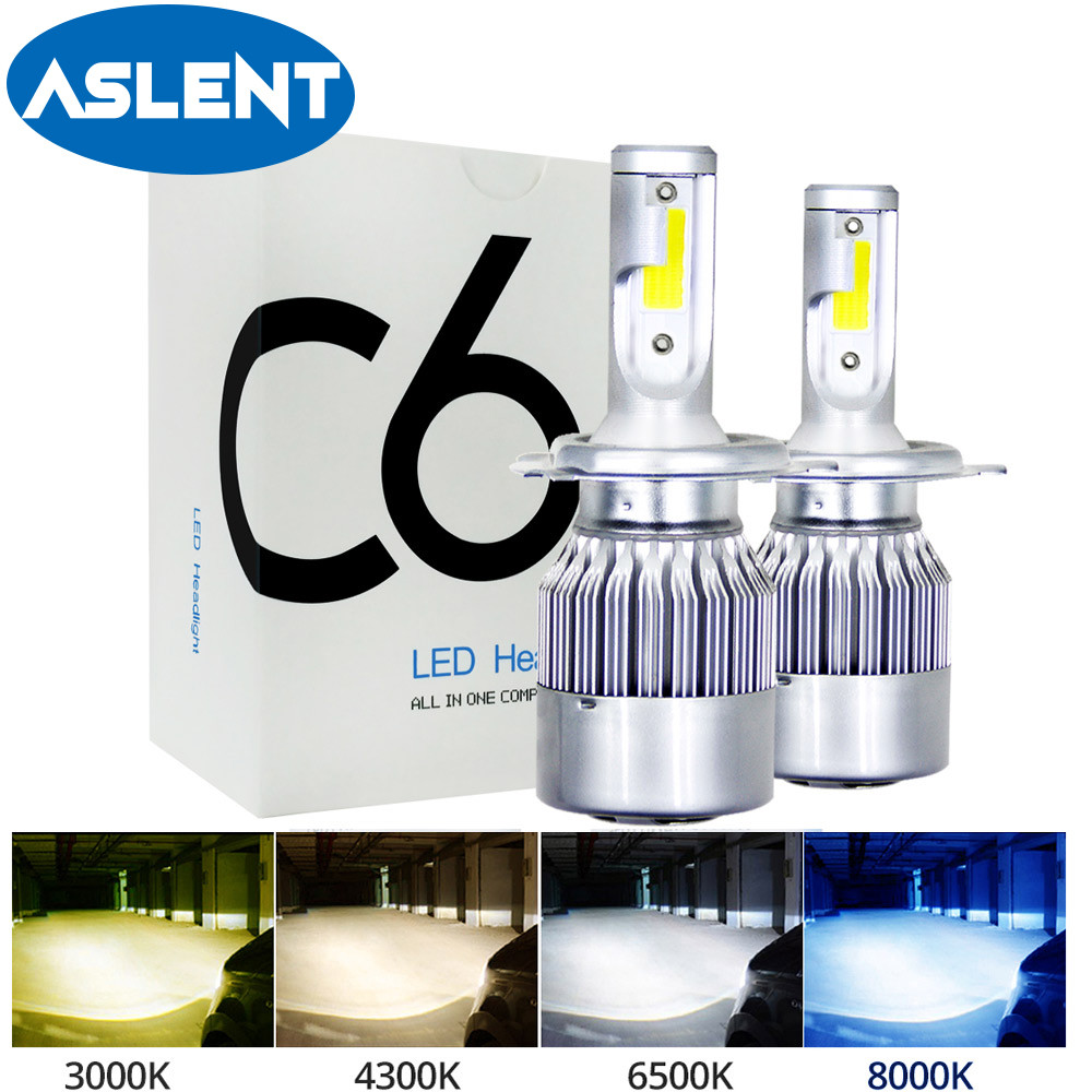 2 Buah 3000K 6500K 8000K 8000LM Turbo H1 H8 H4 Bohlam Led 12V C6 Lampu Depan Mobil H3 H7 H11 9007 90