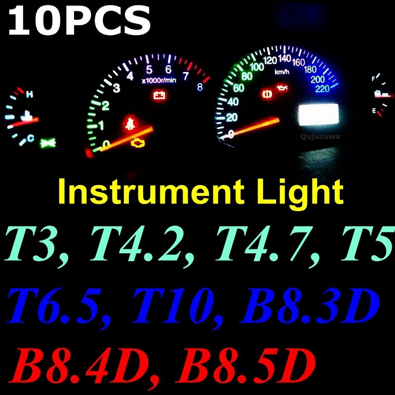 10 Buah T3 T4.2 T4.7 T5 B8.5D B8.4D B8.3D T10 W5W Bohlam Led Baji Lampu Cluster Instrumen Dasbor Oto