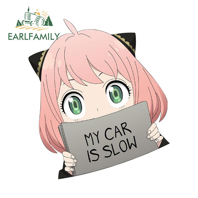 EARLFAMILY 13Cm X 11.4Cm untuk Spy Family Anya Forger Mobil Saya Lambat Stiker Mobil Anime Stiker Ta