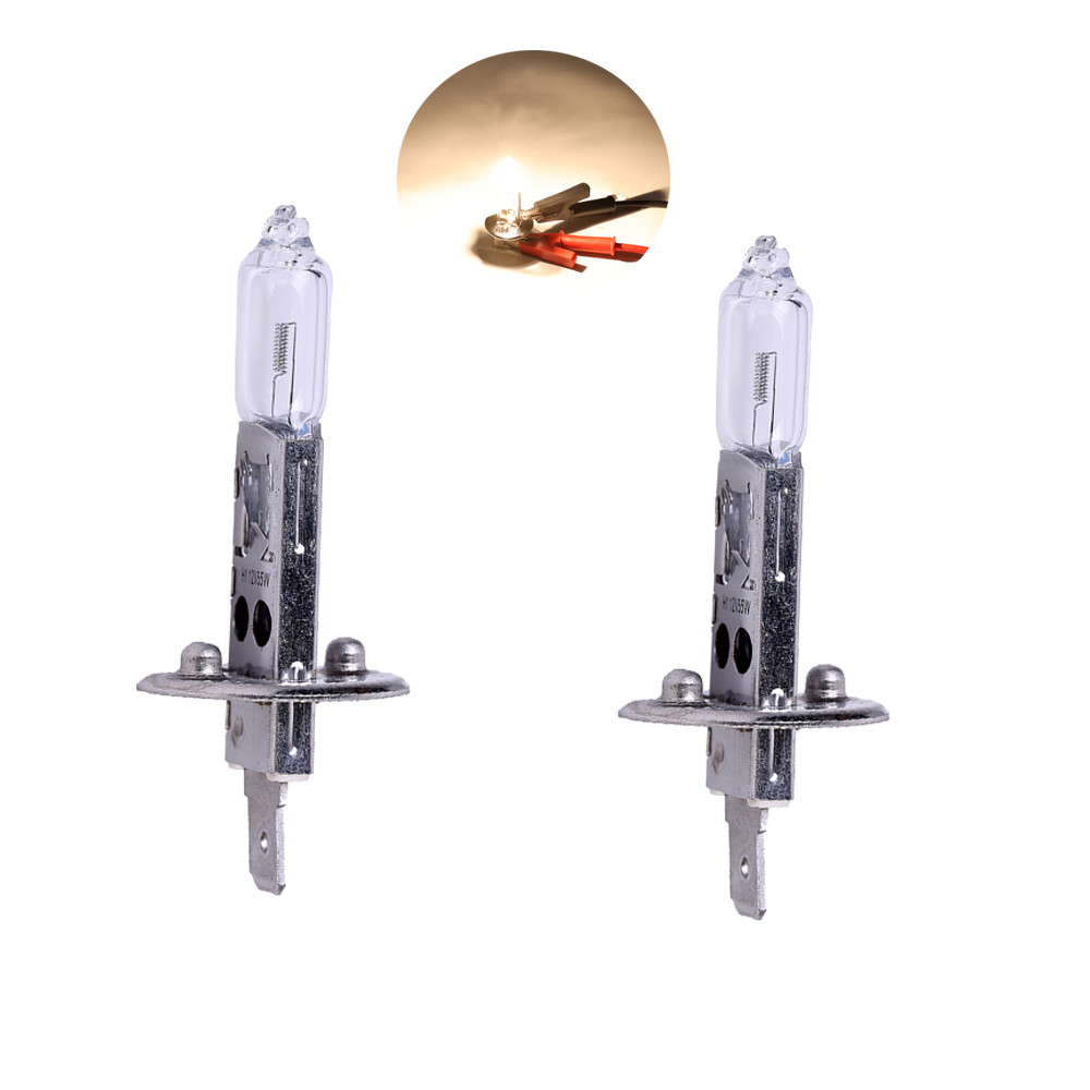 H1 Lampu Halogen Kuning Super Terang Lampu Halogen Bohlam H1 55W Lampu Depan Putih Hangat untuk Akse