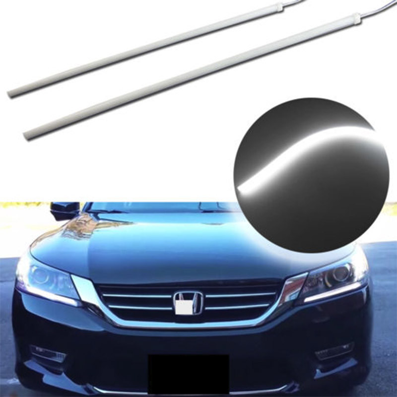 Kit Lampu DRL Strip LED Putih 6000K Menerangi Merata untuk 2013 2014 2015 Lampu Depan Honda Accord L