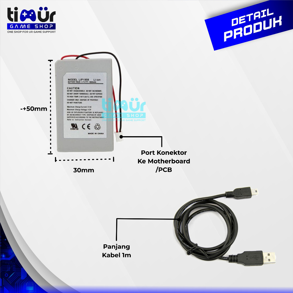 MCL5 Baterai Battery Batre Stik Stick PS3 1800 MAh Plus Charger