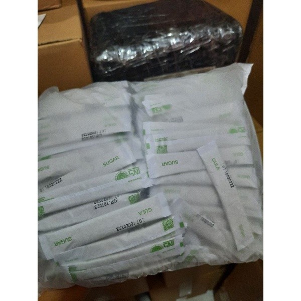 

SANS (SNI) Gula Putih Stik/White Sugar Stik Ber BPOM Isi 250Pcs Untuk Hotel Cafe