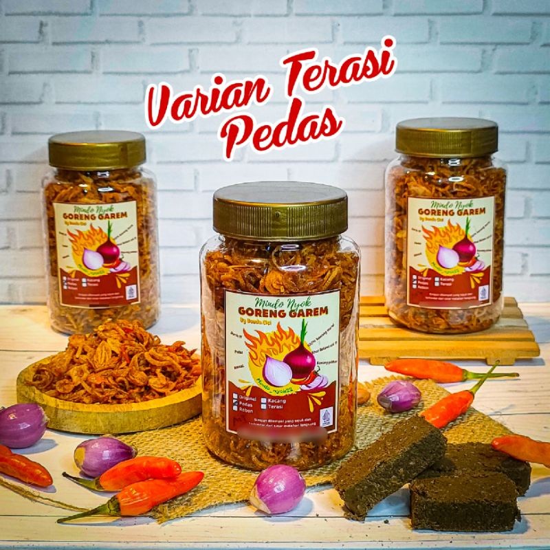 

SANS Goreng Garem Mindo Nyok22 Varian Terasi Pedas 100% Bawang Murni