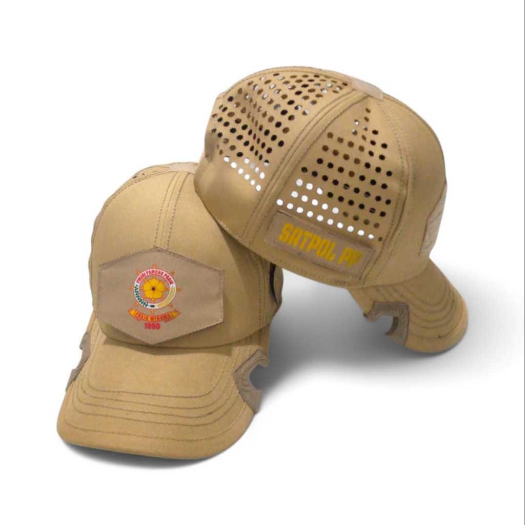 Gboiishop - Topi Satpol PP Coak Laser Cut Premium Warna Cream