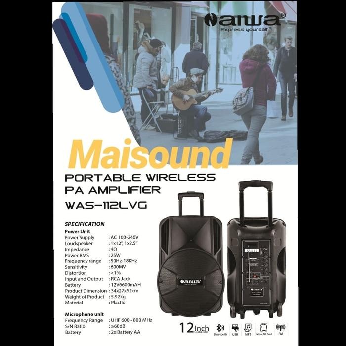 SALON AKTIF AIWA 12 INCH ISI 2 MIC WIRELESS BLUETOOTH SPEAKER MURAH