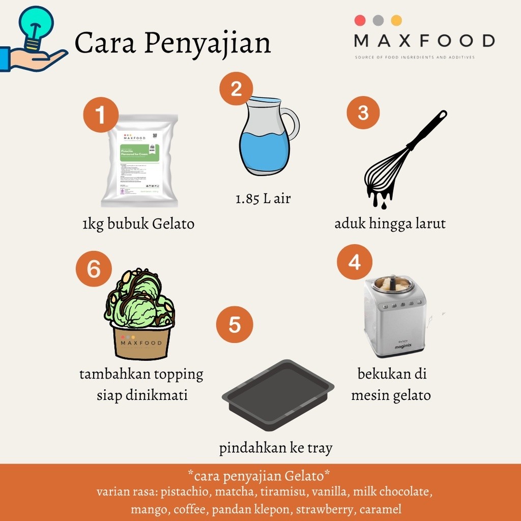 

MAXFOOD - Gelato Powder Chocolate Hazelnut / Bubuk Gelato Rasa Coklat Hazelnut 1 KG