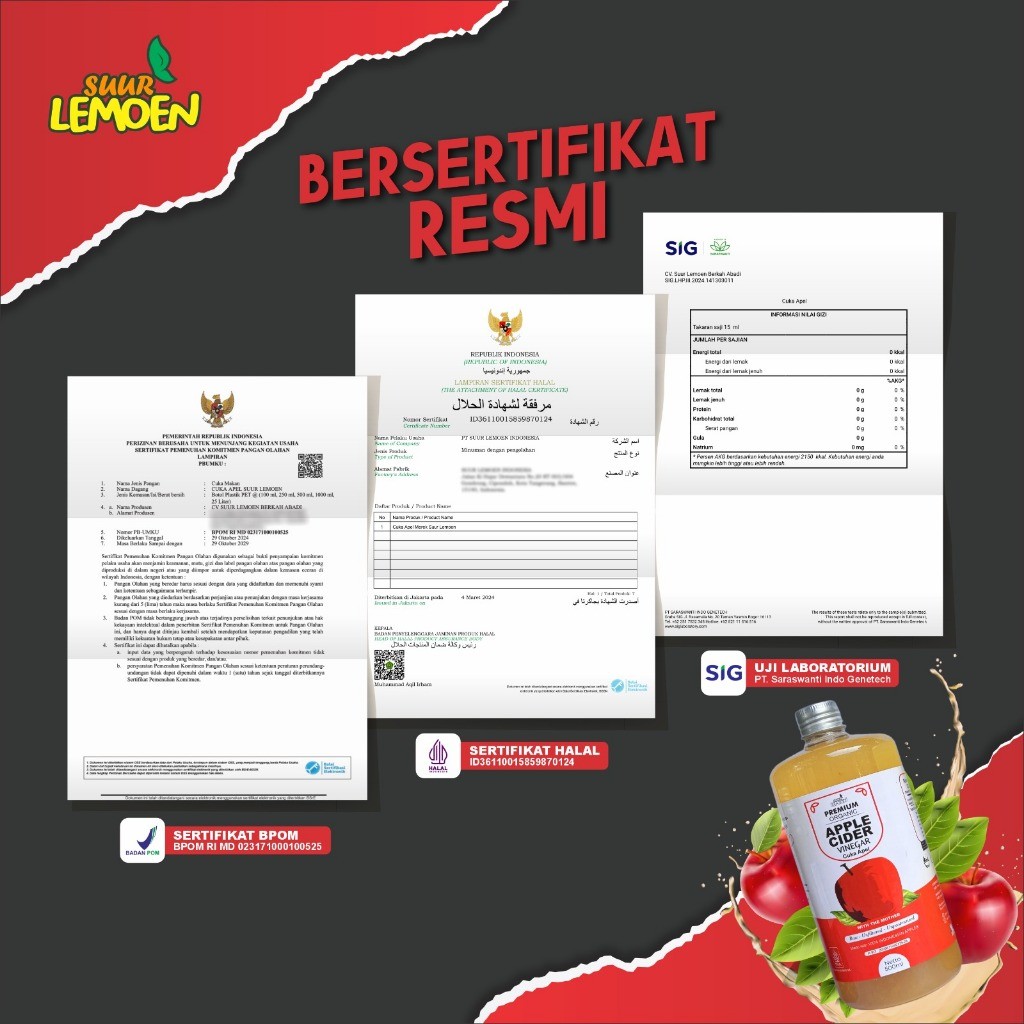 

Suur Lemoen Paket 5in1 BIG - Paket Hemat Cuka Apel, Sari Lemon, Chia Seed, Madu Hutan, Himsalt
