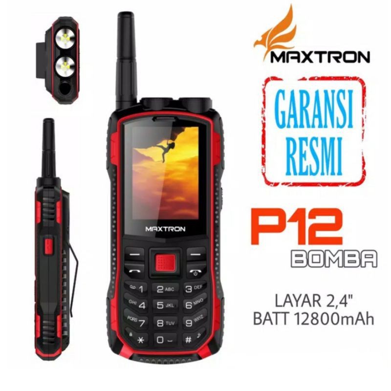 RB2233 MAXTRON P12 BOMBA - HP OUTDOOR - DUAL SENTER - BISA POWERBANK - DUAL SIM - ORIGINAL - GARANSI