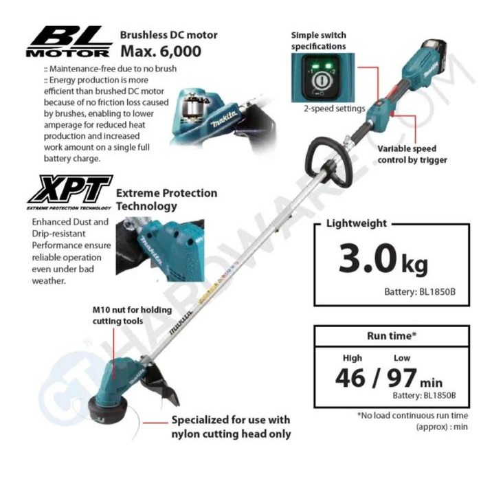 Mesin Potong Rumput Grass Rimmer Cordless Baterai 18V Makita DUR192 DUR 192 / Makita Grass Trimmer