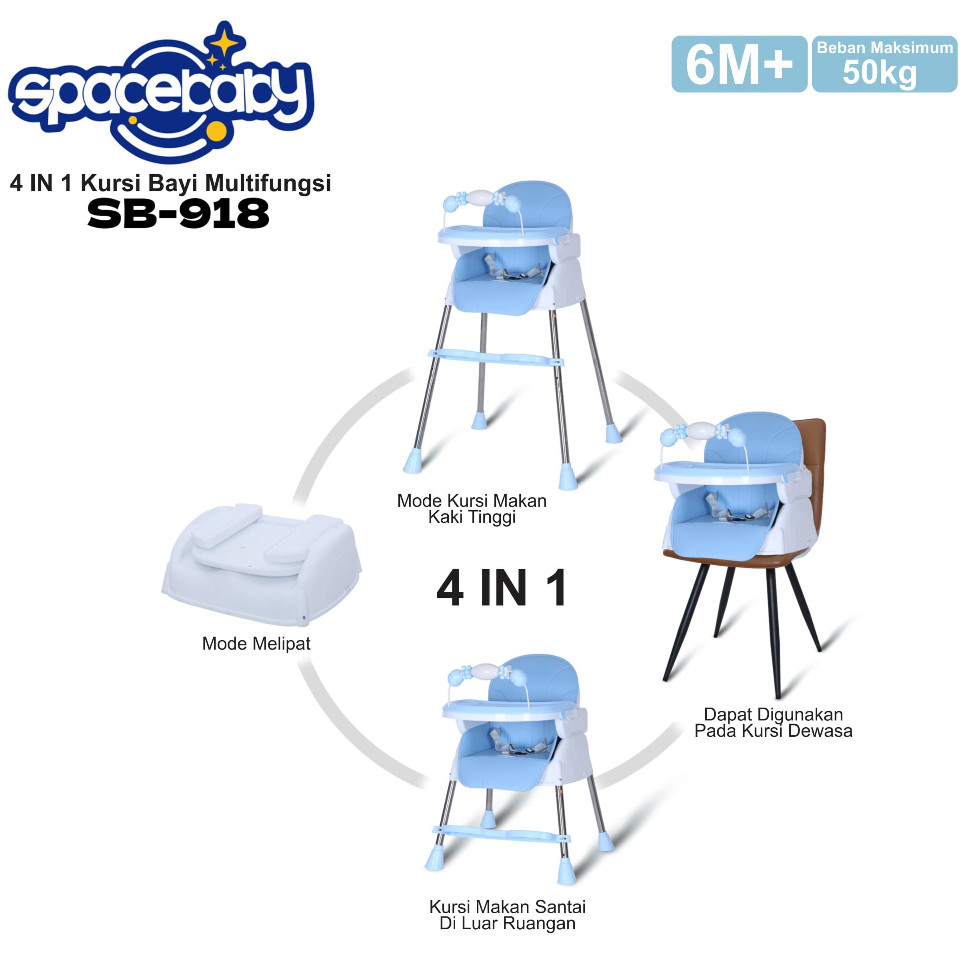 Kursi Makan Bayi/Booster Seat SPACE BABY SB-518 - Sugar Baby Bebe Smart Tempat Duduk Makan Bayi