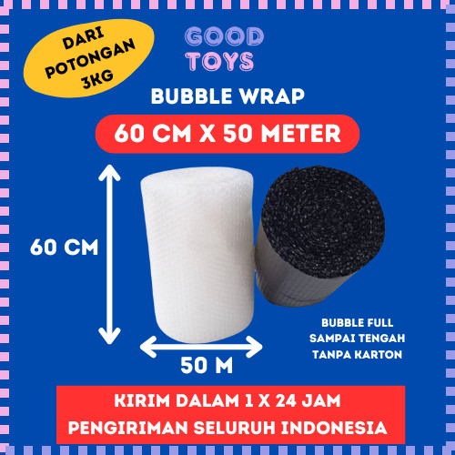 

Meriyah Storee - Bubble Wrap Potong 60 cm x 50 meter Hitam Bening Tebal