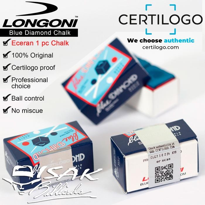 

Longoni Blue Diamond Chalk - Eceran 1 pc Original Kapur Billiard Asli