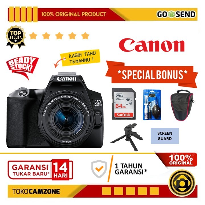 Canon EOS 200D Mark II Kit 18-55mm Garansi