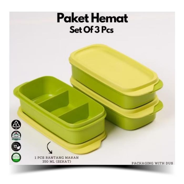 

Kotak Makan Paket hemat 3pcs Sekat atau Polos ( 1Paket Isi 3 )