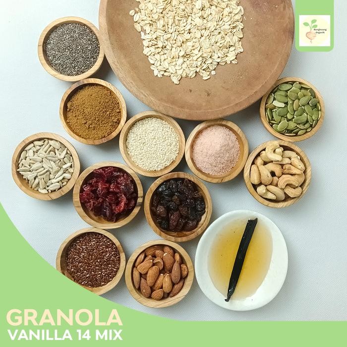 

JTTOP" SUPER GRANOLA 14 MIX - 125GR VANILLA FLAVOUR ,ROLLED OAT ALMOND, CASHEW SUNFLOWER SEED,