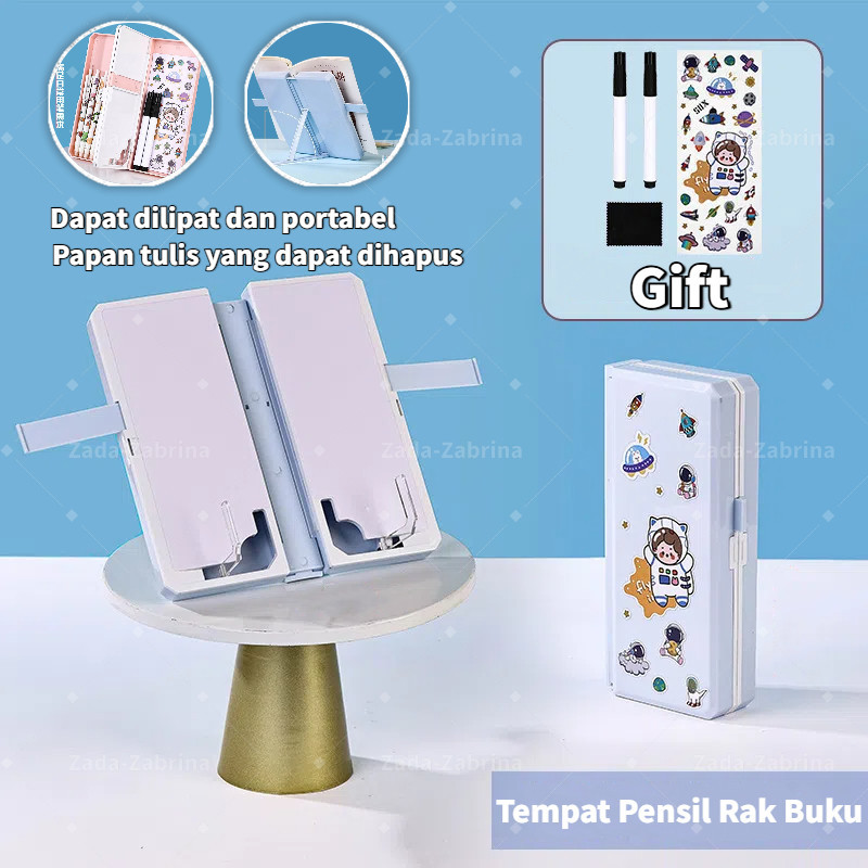 

ZADA Papan Kotak Pensil Lipat Multifungsi / Tempat Pensil Multifungsi Dengan Papan Tulis Dan Tatakan