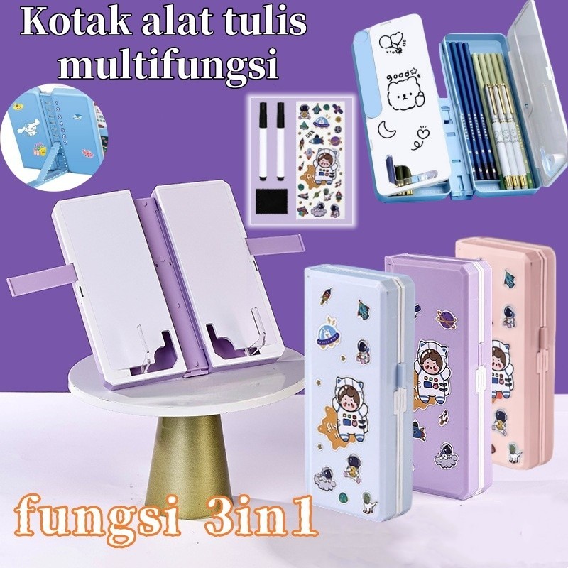 

WORMYTempat Pensil 2IN1 Multifungsi Pencil Case Book Holder Kotak Pensil Lipat dengan Tatakan Buku
