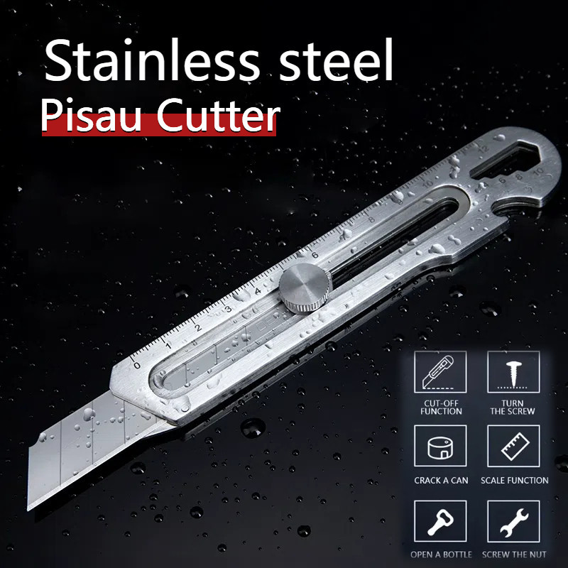 

Pisau Cutter Stainless Pemotong Kertas 6 in1 Multifungsi 18mm Alat Pemotong Kertas