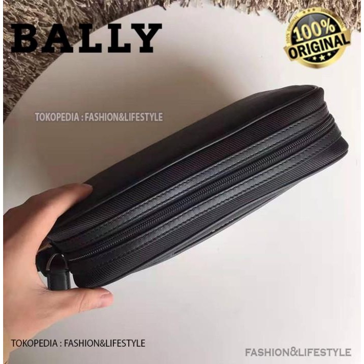 Bally Men Caliros Clutch Bag Black Stripe 100% Original Bally #Gratisongkir #Sale #Discount