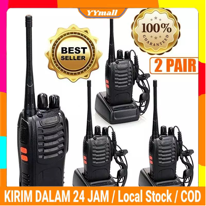 4PCS ht 888s Ht Walkie TalkieJarak Jauh 10km(Max) HT UHF 2 UnitsHandy Talky Waterproof Portable